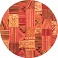 thumbnail image 1 of Ahgly Company Indoor Round Patchwork Orange Transitional Area Rugs, 7' Round, 1 of 1