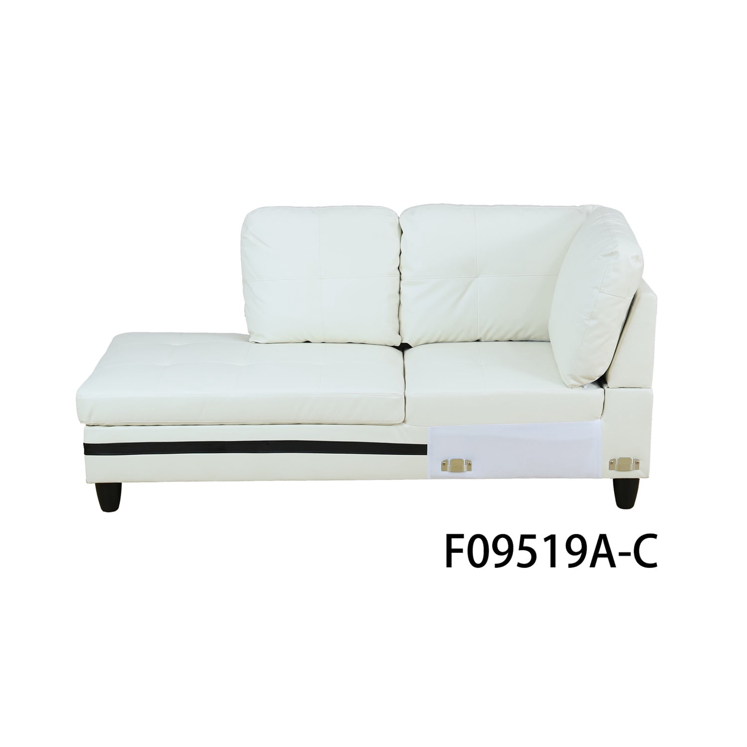 Hommoo 4-Seat Semi Semi PU Synthetic Leather Sectional Sofa Sets, L Shaped Sectional Couches and Sofas, Modern Living Room Furniture Sets, 17.5'' Back Height, White and Black(No Ottoman)