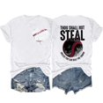 thumbnail image 2 of SDNall Mode Décontractée pour Femmes, T-Shirt à Manches Courtes, Col Rond, Imprimé Double Face, Amour Baseball, 2 of 9