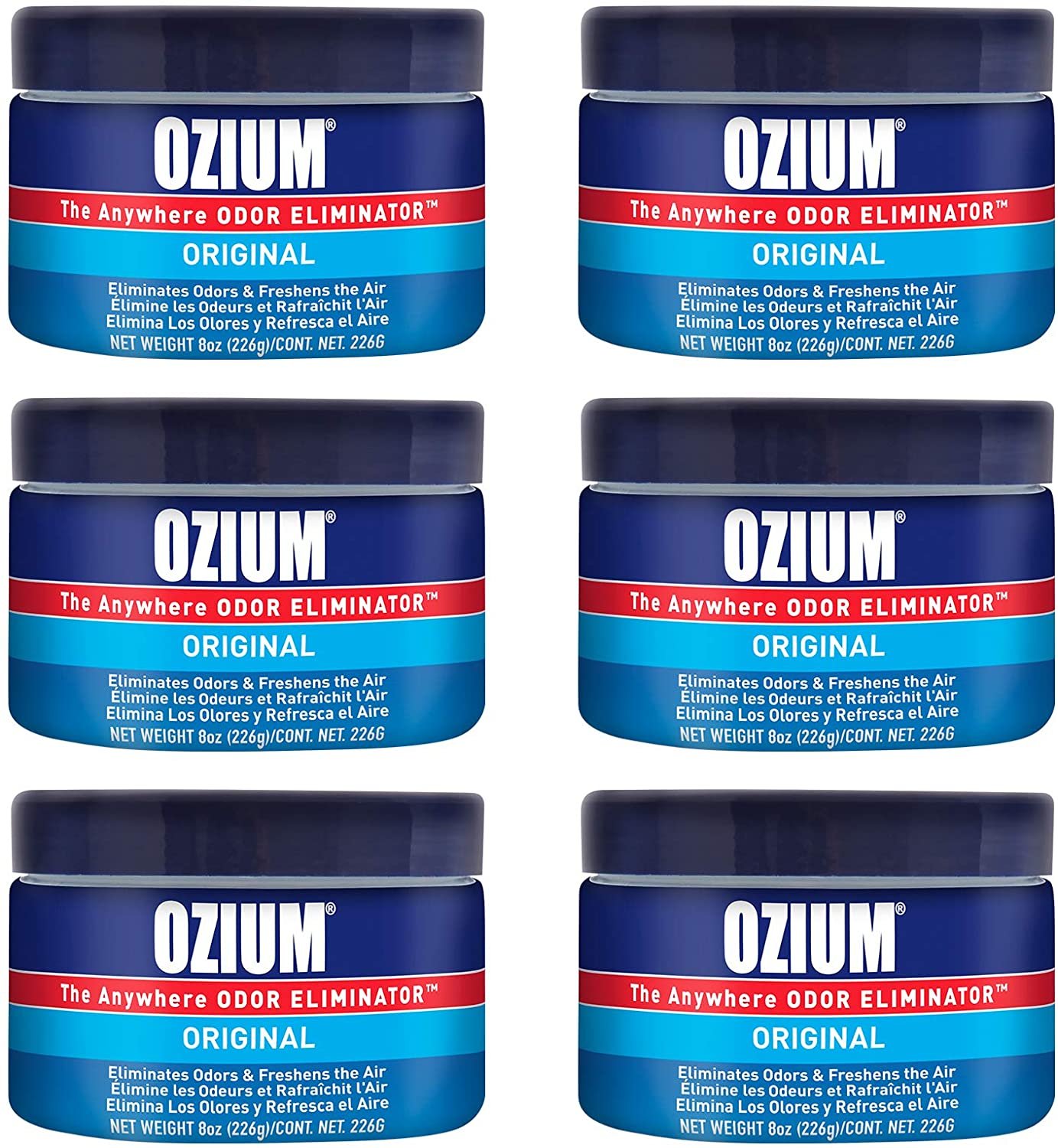Ozium 8 Oz. Odor Eliminating Gel 6 Pack for Homes, Cars, Offices and