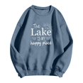 thumbnail image 4 of XIAOCHA Nature Line Graphic Crew Neck Sweatshirt for Women Lake Side Letter Print Relaxed Vacation Sweat Pullover, 4 of 4