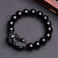 thumbnail image 2 of Pulsera de obsidiana sintética Pixius con cuentas de 10 mm para hombre y mujer, 2 of 2