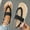 Black, variant on Sandals for Women 2025, Xunlbb Women's Summer New Big Size Casual Herringbone Wide Strap Toe Strap Pigmented Flat Sandals(Black,Size:36)