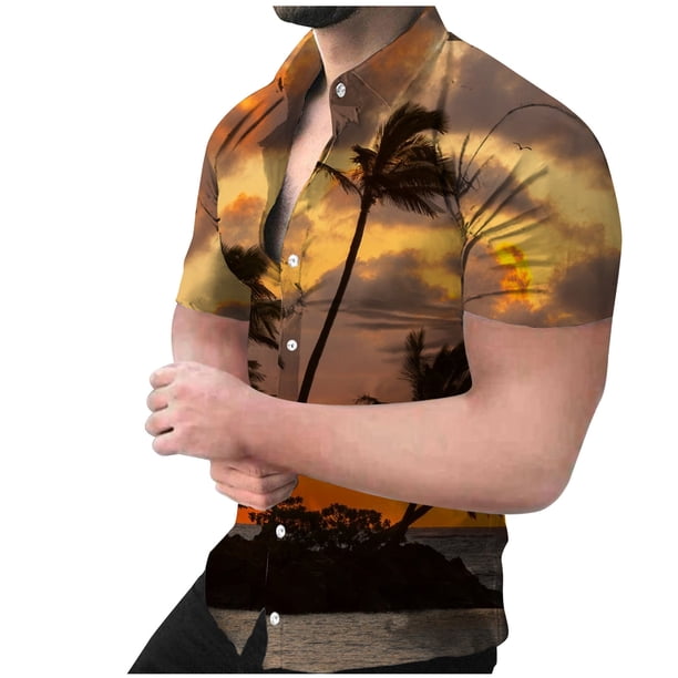 Camisa de playa hawaiana para hombre Camisa bohemia de verano Pompotops oipoqjl45195