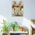 thumbnail image 5 of Fenyluxe Easter Rabbit with Floral Crown Canvas Wall Art Cute Bunny Poster Prints Lovely Animal Portrait Picture Artwork Garland Painting Room Nursery Bedroom Corridor Wall Decor 12x16in, 5 of 5