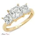 thumbnail image 3 of 2.5 ct Princess Cut White Sapphire 3 Stone 14K Yellow Gold Womens Engagement Ring, 3 of 5