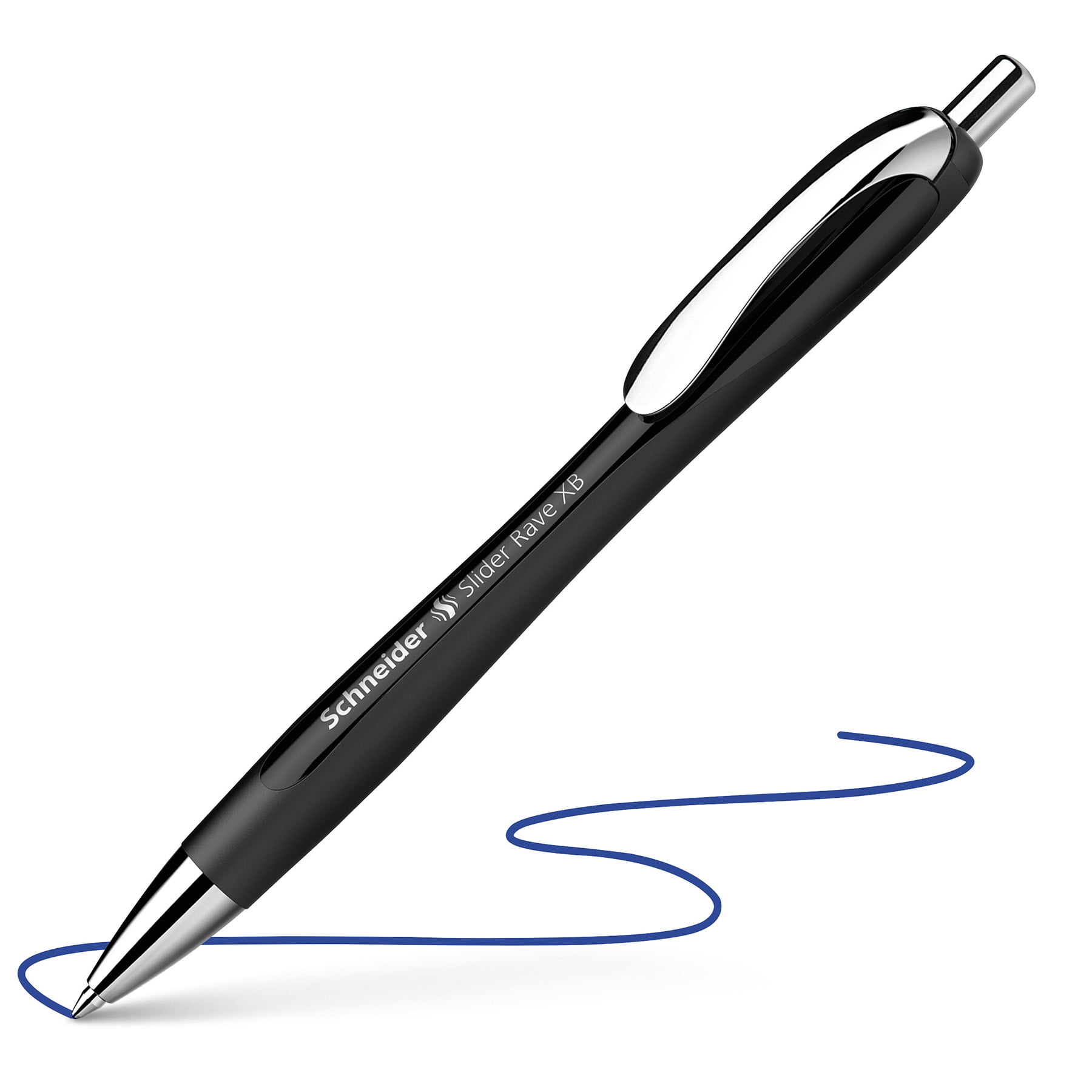Schneider Slider Rave XB Retractable Ballpoint Pens, Black Barrel/Blue Ink, Box of 5
