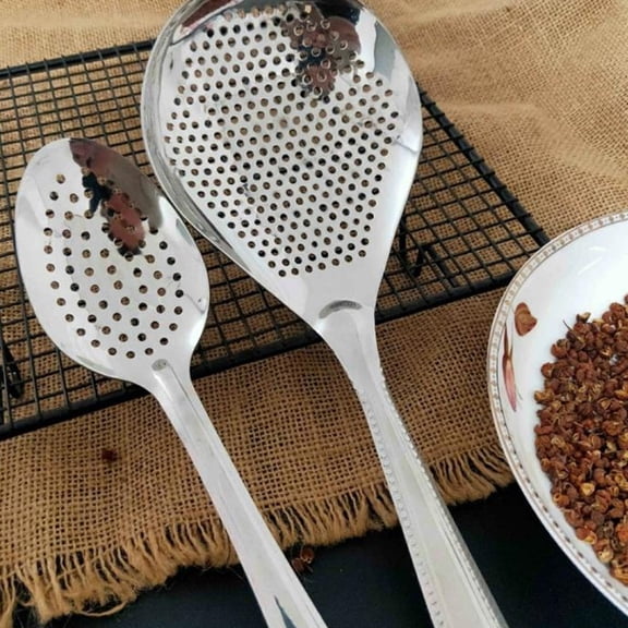 TABLZONE Kitchen Slotted Spoon Stainless Steel Filter Spoon with Polished Smooth Surface