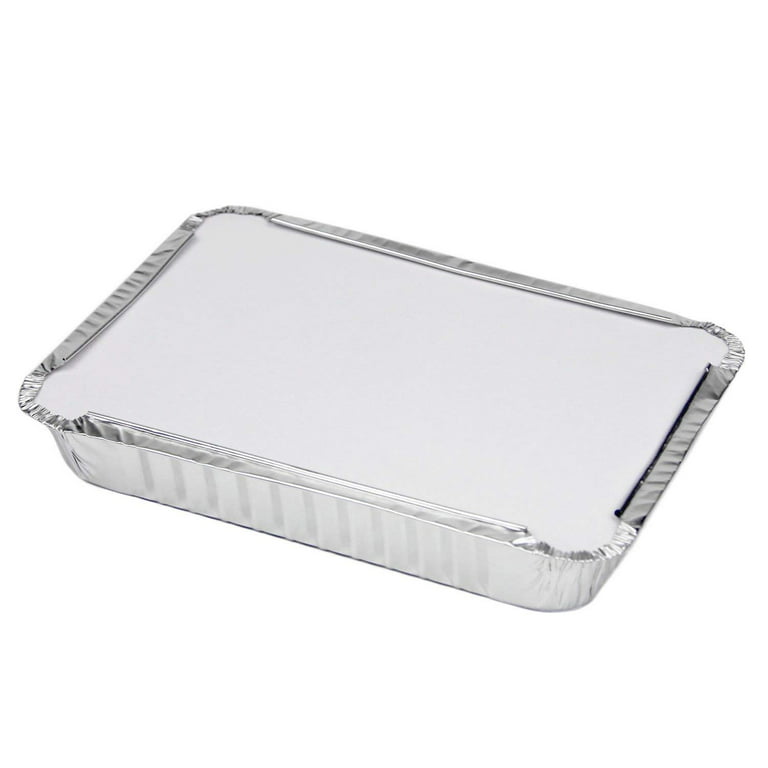Rectangular Disposable Aluminum Foil Pan Take Out Food Containers with Flat  Board Lids, Steam Table Baking Pans, 32 oz, 2.25 lb, Quart [100 Pack]