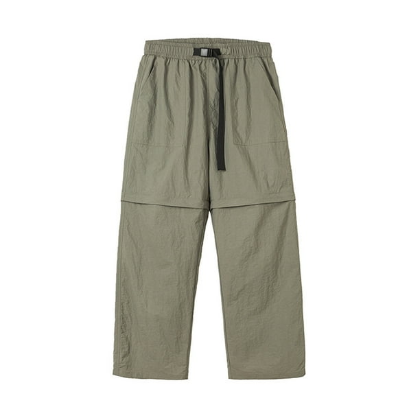 Pantalones largos de nailon para hombre, con cremallera, para escalada, secado rápido, informales, con botones y bolsillos laterales.