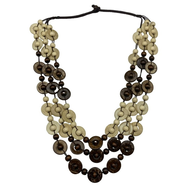 Collar bohemio, joyería, disfraz, collar de cuentas de madera para mujer, cumpleaños Cafe Blanco Yinane Collar estilo étnico