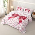 thumbnail image 3 of Erosebridal Watercolor Floral Bow Bed Spread Queen for Teens, Red Ribbon Blossom Queen Coverlet Set, 3 Pieces, 3 of 7