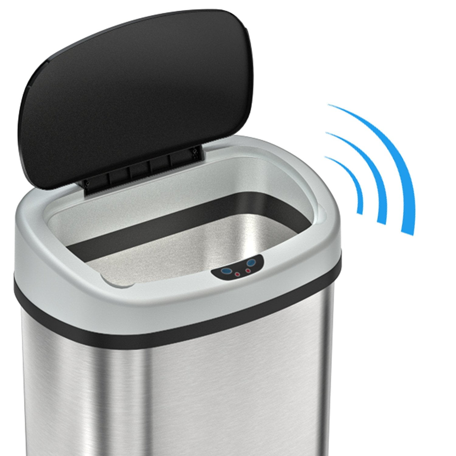 SensorCan Automatic Touchless Sensor Kitchen Trash Can with AC Adapter and Odor Filter Kit - Stainless Steel  13 Gallon / 49 Liter  Oval Shape