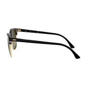 Ray-Ban Unisex Size 51 Square Clubmaster Classic Sunglasses with Case, Black on Arista/G-15 Green