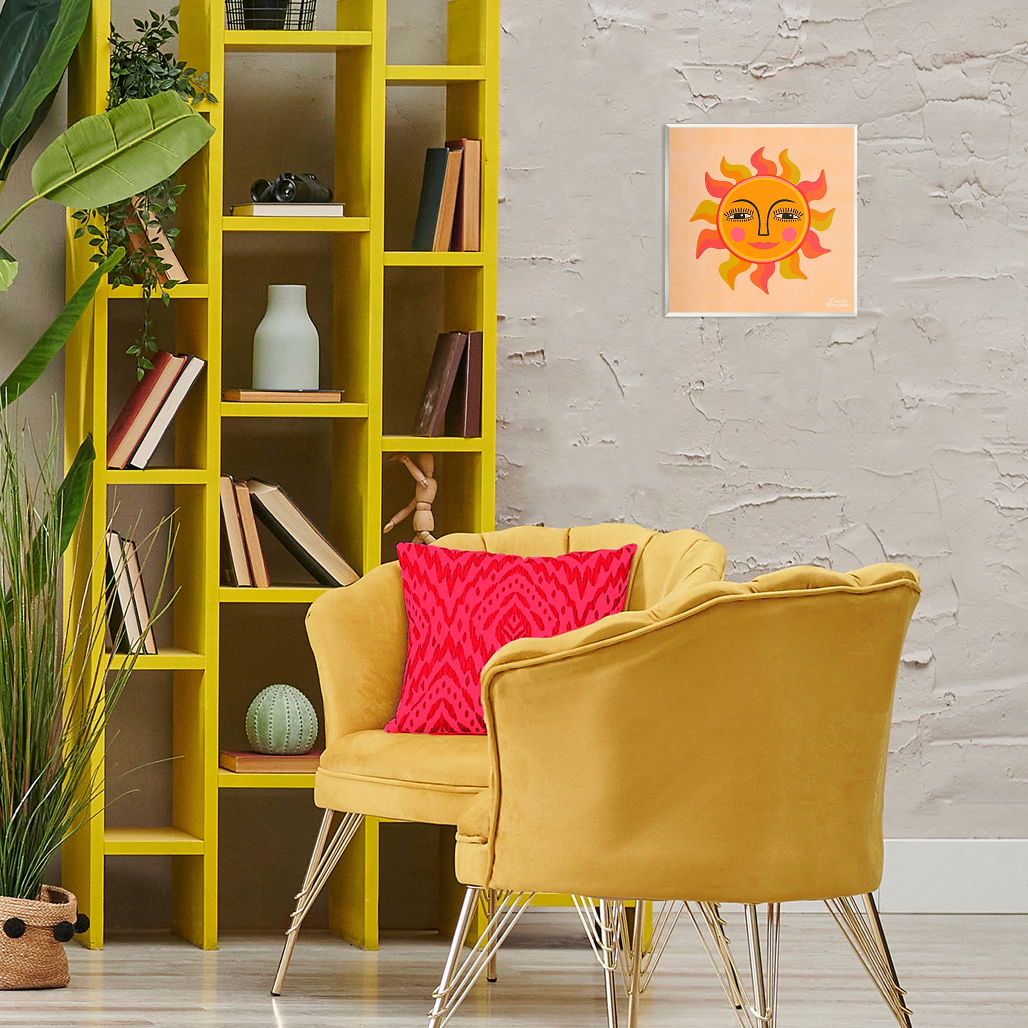 Stupell Industries Retro Boho Sun Landscape & Nature Painting Unframed Art Print Wall Art, 12 x 12