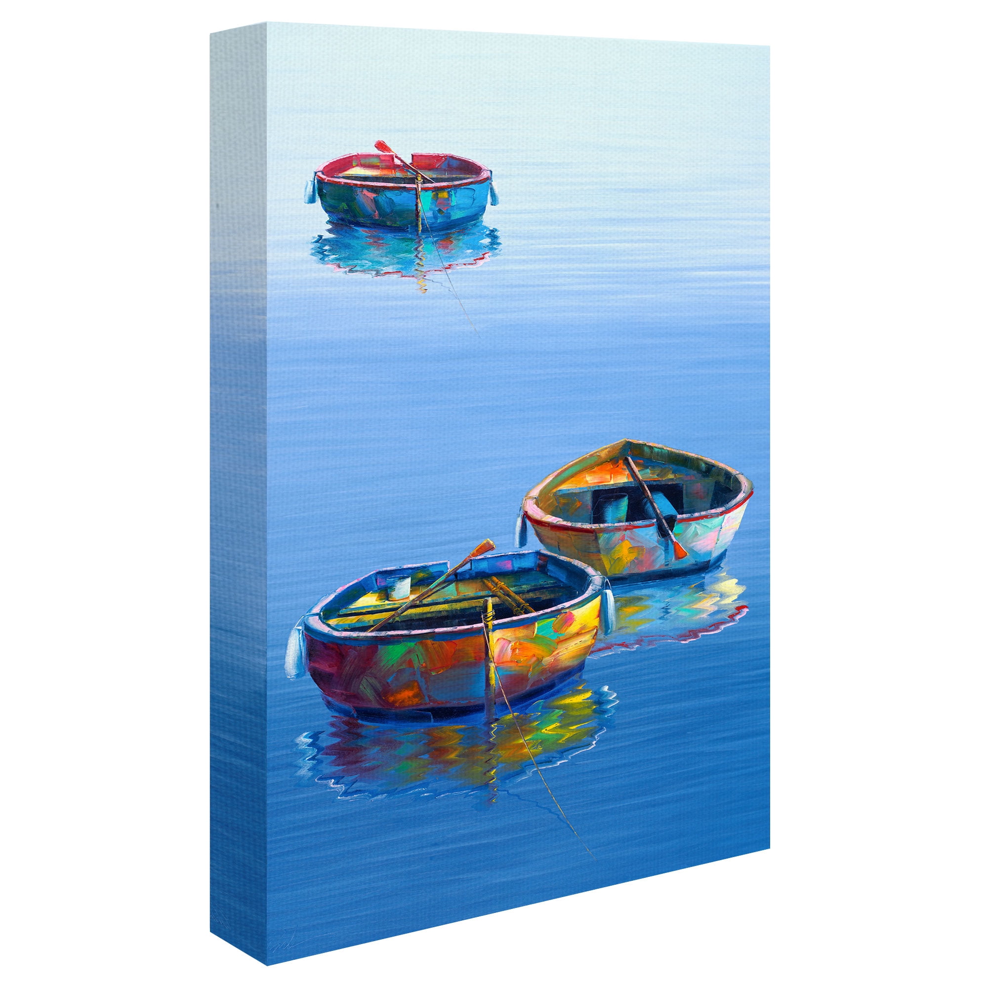 Three Boats Blue by Edward Park Wrapped Canvas Painting Art Print