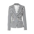 thumbnail image 1 of Veste de Costume Imprimée Rayée Street-wear à Double Boutonnage Col Cranté Ajustée Blazer Cadeau, 1 of 5