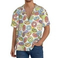 thumbnail image 1 of Balery Glazed Donuts Camisa Casual de Manga Corta con Botones para Hombre, Texturizada, Estilo Cubano, para Playa, Verano-Small, 1 of 5