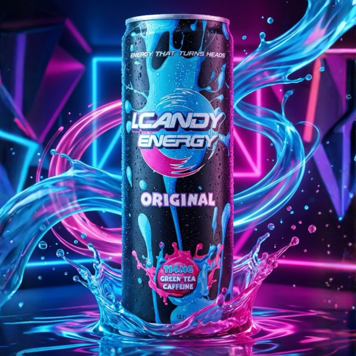 I.CANDY Energy Drink Variety Pack Original, Cotton Candy, Sugar Free 12 Fl Oz Cans Natural Caffeine with B3 B6 B12 Vitamins Bold Flavor No Crash Beverage