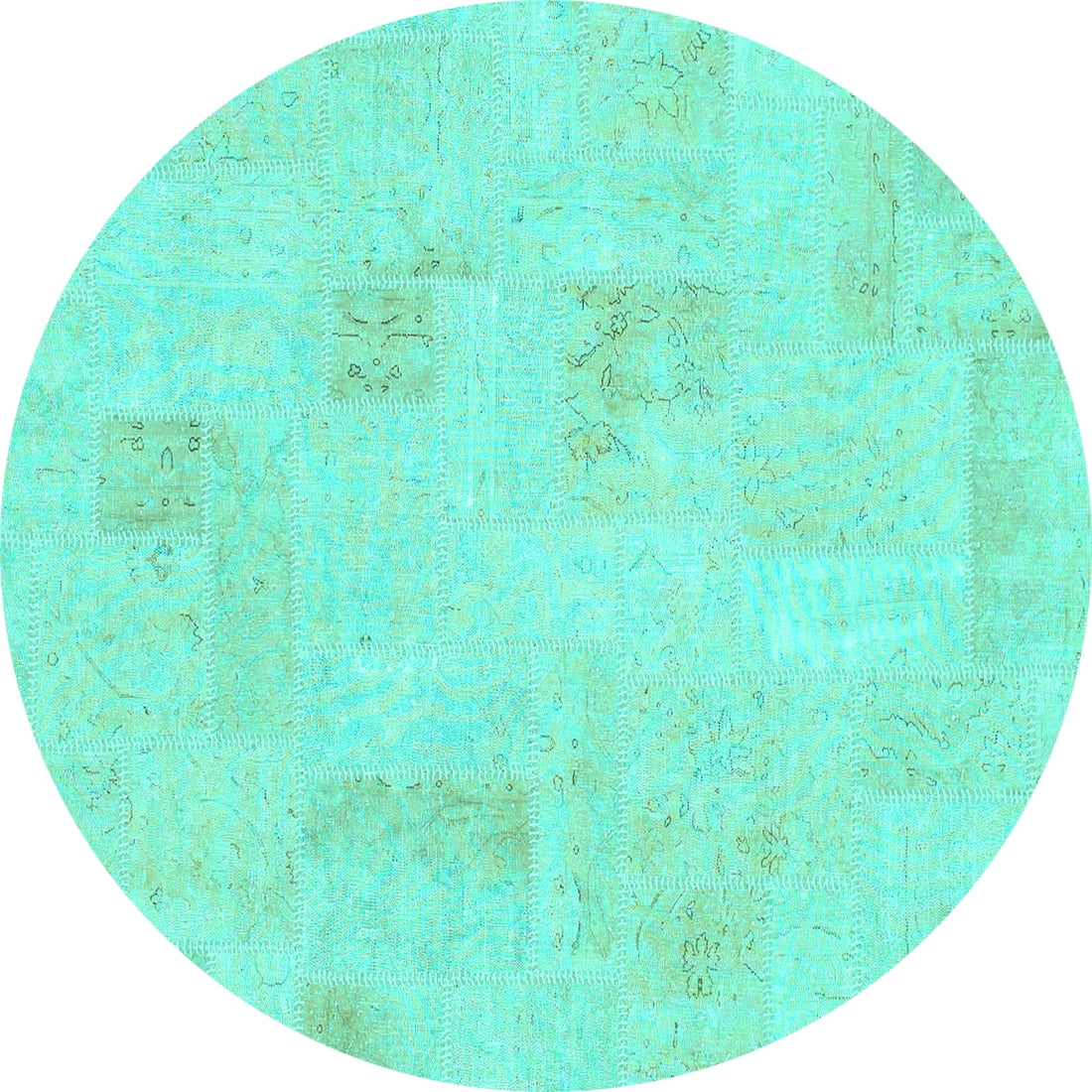 Ahgly Company Indoor Round Solid Turquoise Blue Modern Area Rugs, 4 ...