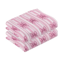 2 Pcs Absorbent Face Towel Bath Hand Towels Soft Breathable Cotton Towel Set for Bathroom Kitchen Hotel Spa Decor Pink Bows