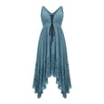 thumbnail image 4 of Guieoi Summer Dresses for Women under $10 Plus Size Wavy-Pleated Sleeveless Asymmetrical Hem Lace-Panel Dress Blue XXL, 4 of 6