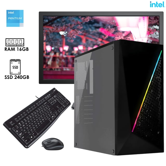 Computadora Desktop Gold G6405 Intel RAM 16GB SSD 240GB monitor 19.5"