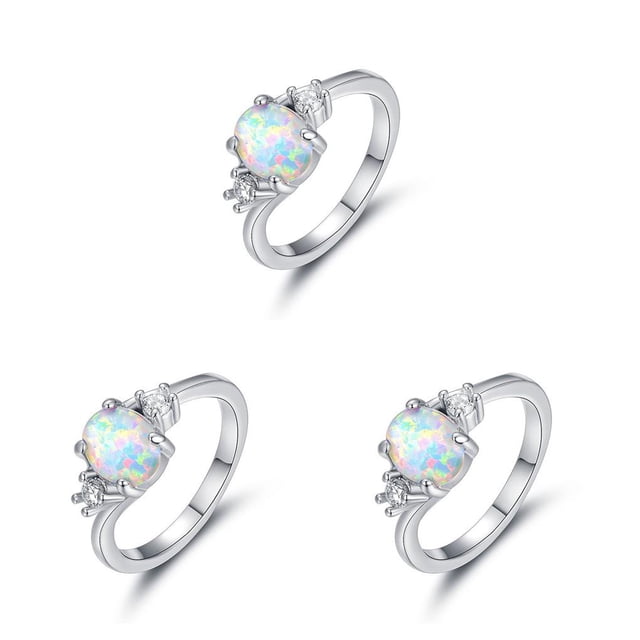 Anillo de mujer Sonducket Plata Nupcial Cumpleaños Boda Aniversario Compromiso Blanco Talla 11