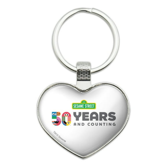 Sesame Street 50th Anniversary Logo Keychain Heart Love Metal Key Chain Ring