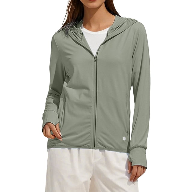 Baberdicy Green Women's Ice And Sun Protective Jacket Light And Breathable Cycling Jacket, L