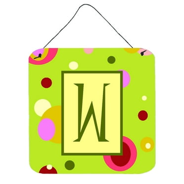 Letter W Monogram - Lime Green Wall or Door Hanging Prints
