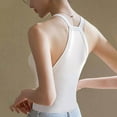 thumbnail image 6 of Pincandy Fashion Women's Summer Casual Solid Color Strap U-shaped Camisoles Sports Bra Tank Top Sexy Crisscross Back High Impact Longline Workout Yoga Bra,Beige,L, 6 of 8
