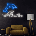 thumbnail image 4 of Glowneon Dolphin Wave Beach Neon Night Light For Bedroom Decoration, 4 of 5