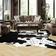 thumbnail image 5 of TWINNIS Cowhide Rug Faux Leather Rug Animal Print Rug, Carpet for Bedroom, Home Office, Living Room, Home Decor Mat,4.6ft×5.2ft,LE1-7, 5 of 7