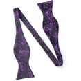 thumbnail image 3 of HISDERN Men Paisley Suspender Bow Ties Set Pocket Square Set Adjustable 6 Clips Braces Purple Black, 3 of 7