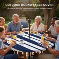 thumbnail image 3 of Round Outdoor Tablecloth with Umbrella Hole and Zipper, Navy Blue Striped Tablecloth with Elastic Waterproof, Blue Geometric Line Stripes Farmhouse Patio Table Covers for 31" - 35" Pool Tables, 3 of 9
