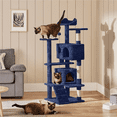 thumbnail image 2 of Yaheetech 53.9" H Cat Tree with Double Condos, Scratching Posts & Ramp, Navy Blue, 2 of 10
