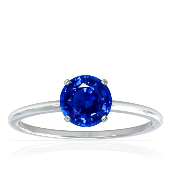 GemsNY September Birthstone - Dainty Round Four Prong Blue Sapphire Solitaire Ring (Grade - AAAA | 0.65cts.)