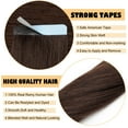 thumbnail image 5 of Benehair Tape In 100% Real Remy Human Hair Extensions 18inch Seamless Skin Weft Thick Glue Straight Women Brown 10-20pcs, 5 of 13