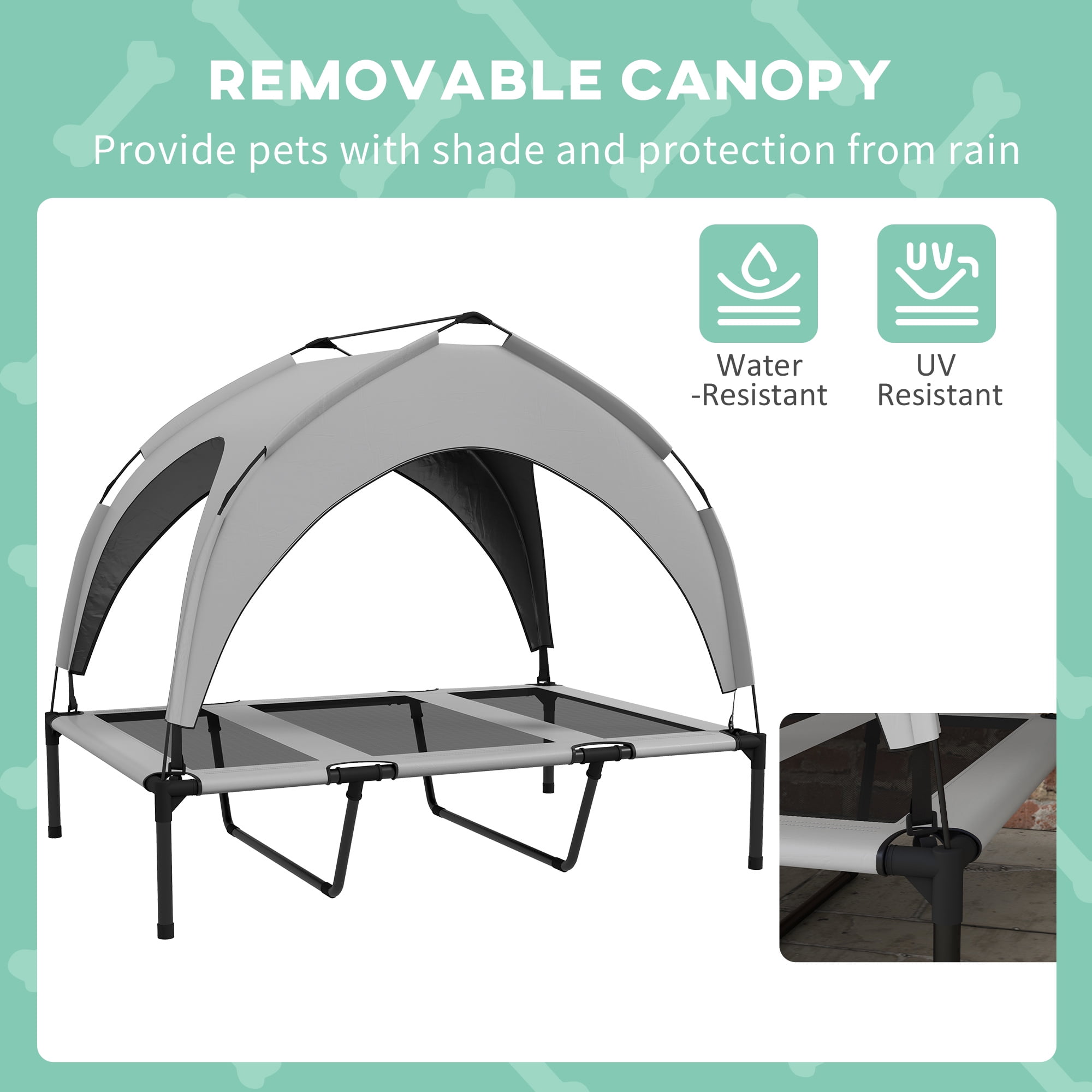 Elevated Dog Bed, Outdoor Pet Bed for Camping, Portable Raised Pet Cot with Washable Breathable Mesh, for Indoor Outdoor