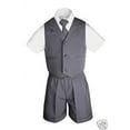 thumbnail image 3 of Boys Infant Toddler Formal Eton Dark Gray Vest Set Shorts Suit S M L XL 2T 3T 4T, 3 of 5
