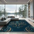 thumbnail image 2 of ODIKA 8'x10' Washable Area Rug Rum Naval Doormat Chart Cephalopod Creature Vintage Seafarer for King Size Bedroom Under Bed, Master Suite, Non-Shedding, Easy Care, 2 of 7