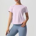 thumbnail image 2 of GEWSEY Workout Tops for Women Cropped Split Back Athletic Gym Exercise Shirts Loose Fit (Purple, M), 2 of 9