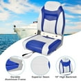 thumbnail image 6 of Spaco Boat Seats, Boat Chair,High Back Folding Boat Seat with Blue White Sponge Cushions and Flexible Hinges, 6 of 9
