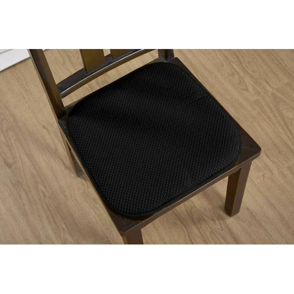 Premium Memory Foam Non-Slip Ultra Soft Chenille Surface Chair Pad Cushion - Black