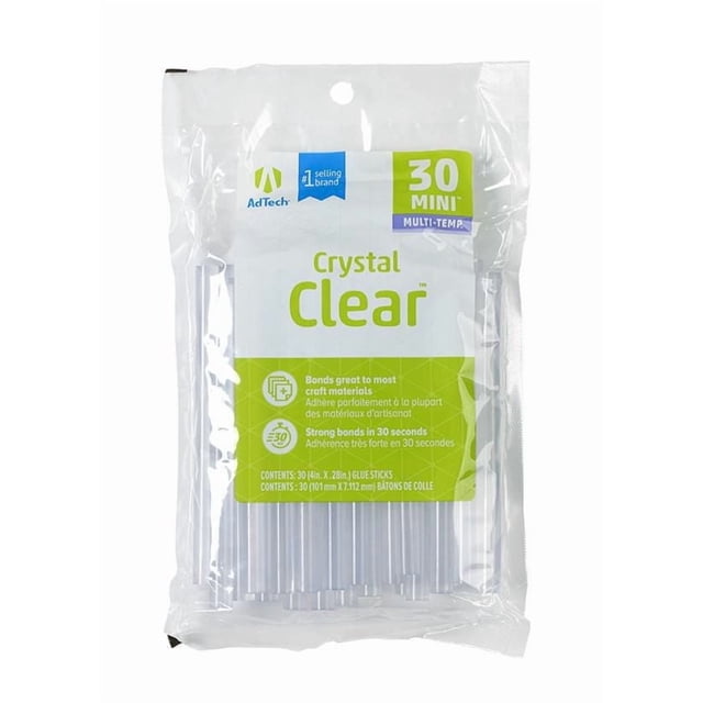 Bâtons de colle AdTech Crystal Clear (W220-34ZIP30) – Mini bâtons de colle multi-usages, transparents, pour pistolet à colle chaude, pour loisirs créatifs, scrapbooking et plus encore. Bâtons de colle