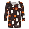 thumbnail image 4 of Enjoytime Halloween Shirt for Women Crew Neck 3/4 Sleeve Ghost Pumpkin Graphic Tops Plus Size Fashion Vintage Funny Casual Tees, 4 of 5