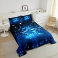 thumbnail image 4 of Erosebridal Black and Neon Blue Comforter Set Twin Ombre Striped Bedding Set for Teen Room Decor,Galaxy Stars Glitter Comforter Lightweight 2Pcs, 4 of 6