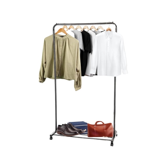 USTECH Heavy Duty Garment Rack with Wheels, Adjustable Metal Clothing Organizer with Single Rod, 620 lb Load Capacity, Lockable & Anti-Slip Design
