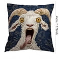 thumbnail image 2 of Screaming Goat Pillow Cover, 18x18 Inch Plush Funny Goat Face Pillow Case, Decorative Pillows for Sofa, Couch, Chair, or Bed, Humorous Farm Animal Design for Living Room, Bedroom, Home, Dorm(E), 2 of 4